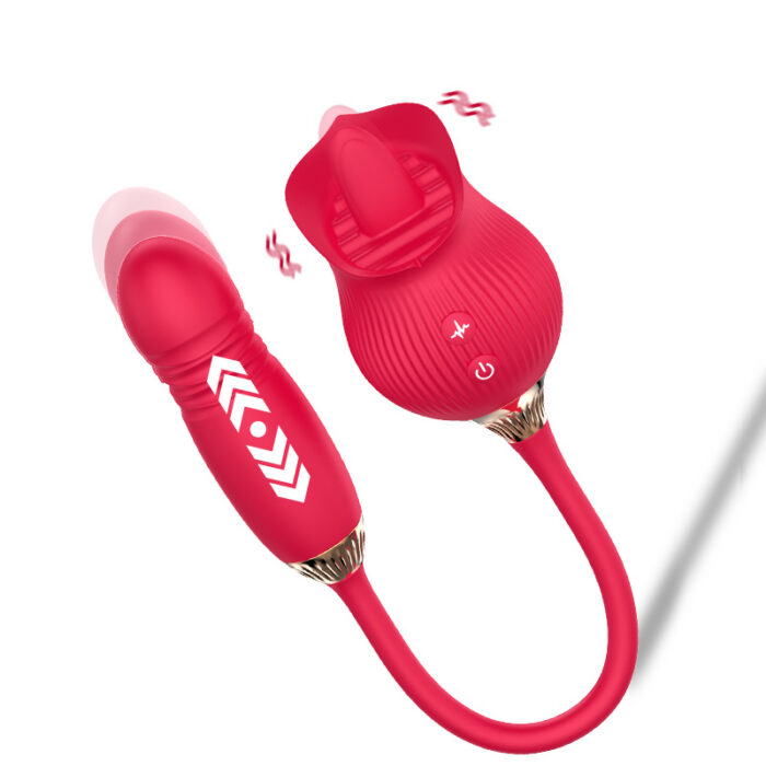 AFY F34 Violet Shadow Rose Licking & Thrusting Dual Stimulator | AFY F34 紫影 玫瑰舌舔伸缩双头按摩器